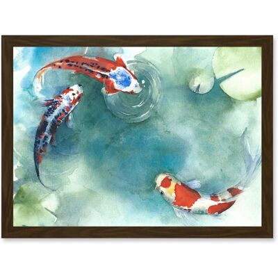 Artery8 Japan - Koi Carp Fish With Lilies - Brown Artery8 Japan - Koi Carp Fish With Lilies - Brown