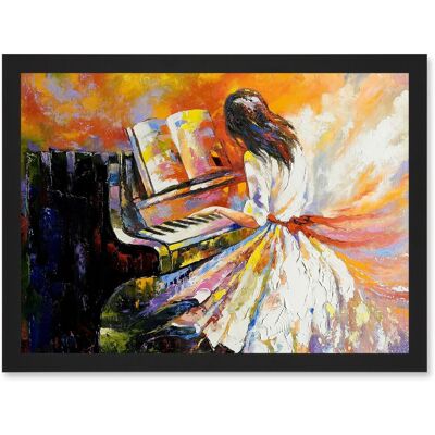 Artery8 - Piano Girl - Black - A4 - Wall Art Print Artery8 - Piano Girl - Black - A4 - Wall Art Print