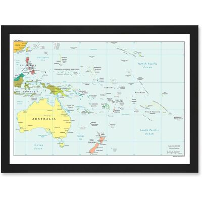 Artery8 - Map Of Oceania - A4 - Framed Wall Art Print Artery8 - Map Of Oceania - A4 - Framed Wall Art Print