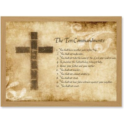 Artery8 - Ten Commandments Cross Christian Quote - Light Oak Artery8 - Ten Commandments Cross Christian Quote - Light Oak
