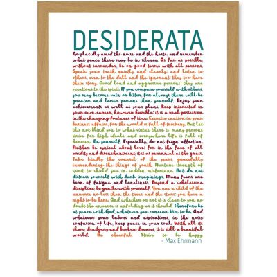 Artery8 - Desiderata Rainbow Words - A4 - Light Oak - Framed Art Print Artery8 - Desiderata Rainbow Words - A4 - Light Oak - Framed Art Print