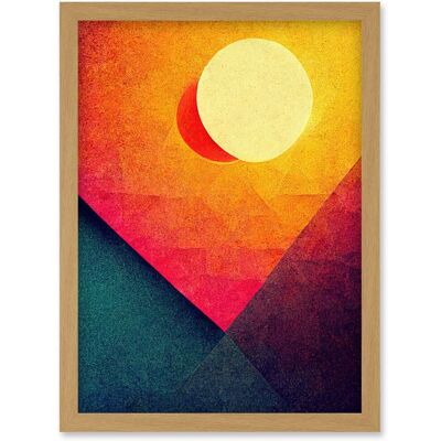 Artery8 - Abstract Geometric Retro Eclipse - A4 - Light Oak - Wall Art Print Artery8 - Abstract Geometric Retro Eclipse - A4 - Light Oak - Wall Art Print