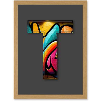 Artery8 Letter T Tagging Bright Multicoloured Decorative Graffiti Mural Alphabet Initial Stencil Artwork Framed Wall Art Print A4 in Light Oak Light Oak Artery8 Letter T Tagging Bright Multicoloured Decorative Graffiti Mural Alphabet Initial Stencil Artwork Framed Wall Art Print A4 in Light Oak Light Oak