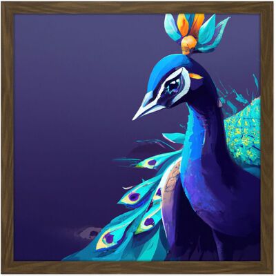 Artery8 Wall Art Print Peacock Peafowl Navy Blue Bird Nature Modern Contemporary Watercolour Painting Square Framed Picture 16X16 Inch Brown W16" x H16" Artery8 Wall Art Print Peacock Peafowl Navy Blue Bird Nature Modern Contemporary Watercolour Painting Square Framed Picture 16X16 Inch Brown W16" x H16"