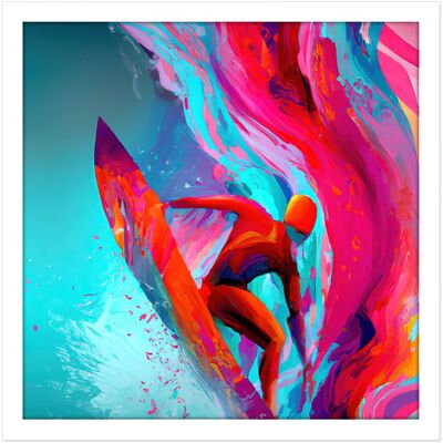 Artery8 Wall Art Print Surfer Riding Wave Sea Abstract Vibrant Bright Watercolour Surfing Pink Turquoise Water Sport Square Framed Picture 16X16 Inch White W16" x H16" Artery8 Wall Art Print Surfer Riding Wave Sea Abstract Vibrant Bright Watercolour Surfing Pink Turquoise Water Sport Square Framed Picture 16X16 Inch White W16" x H16"