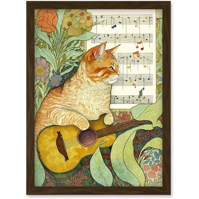 Artery8 - Orange Tubby Cat - Guitar - Wall Art Print Artery8 - Orange Tubby Cat - Guitar - Wall Art Print