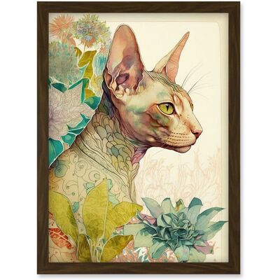 Artery8 - Sphynx Cat Floral Tattoo - Blooms - A4 - Wall Art Artery8 - Sphynx Cat Floral Tattoo - Blooms - A4 - Wall Art
