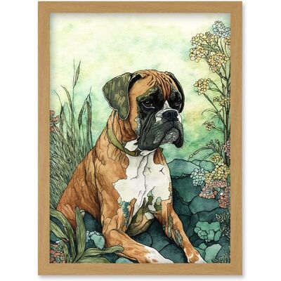 Artery8 - Boxer Dog in Flower Field - Colourful Artery8 - Boxer Dog in Flower Field - Colourful