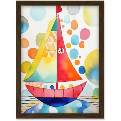 Artery8 - Sailboat At Sunset - Brown - A4 - Wall Art Artery8 - Sailboat At Sunset - Brown - A4 - Wall Art