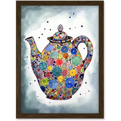 Artery8 - Teapot Folk Art - A4 - Framed - Wall Art Print Artery8 - Teapot Folk Art - A4 - Framed - Wall Art Print