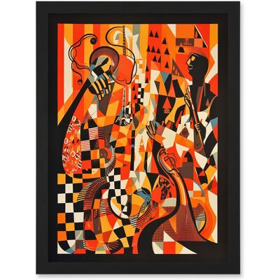 Artery8 - Jazz Abstract Folk Art - A4 - Framed Wall Art Artery8 - Jazz Abstract Folk Art - A4 - Framed Wall Art