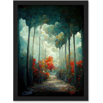 Artery8 - Autumn Forest Path Landscape - Black - A4 - Framed Wall Art Artery8 - Autumn Forest Path Landscape - Black - A4 - Framed Wall Art