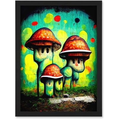 Artery8 - Trippy Mushroom Houses - A4 - Framed Wall Art Print Artery8 - Trippy Mushroom Houses - A4 - Framed Wall Art Print