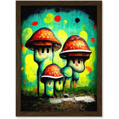 Artery8 - Trippy Red Cap Mushroom Houses - A4 - Art print Artery8 - Trippy Red Cap Mushroom Houses - A4 - Art print