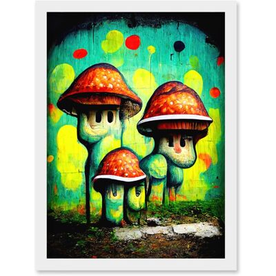 Artery8 - Trippy Red Cap Mushroom Houses - A4 Artery8 - Trippy Red Cap Mushroom Houses - A4