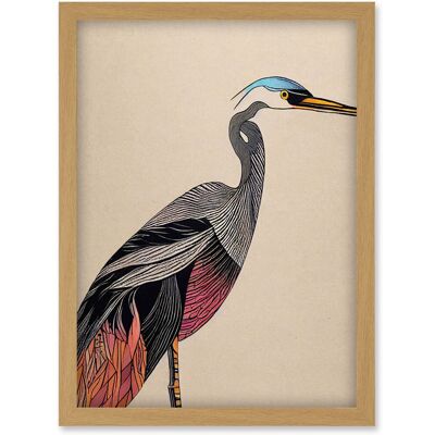 Artery8 - Abstract Heron - Coral Teal Hue - Wall Art Print Artery8 - Abstract Heron - Coral Teal Hue - Wall Art Print