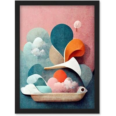 Artery8 - Modern Boho Abstract Ship - Black - A4 - Wall Art Artery8 - Modern Boho Abstract Ship - Black - A4 - Wall Art