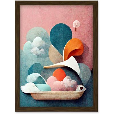 Artery8 - Boho Abstract Ship - Pastel - A4 - Wall Art Artery8 - Boho Abstract Ship - Pastel - A4 - Wall Art