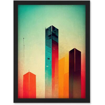 Artery8 Tower Block Skyscrapers Minimalist Skyline - Black - A4 - Framed Wall Art Print Artery8 Tower Block Skyscrapers Minimalist Skyline - Black - A4 - Framed Wall Art Print