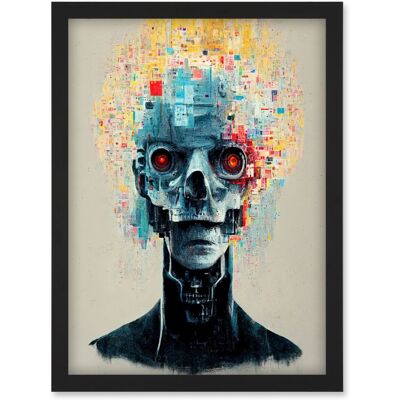 Artery8 - Android Cyborg AI Skull - Black - A4 - Wall Art Artery8 - Android Cyborg AI Skull - Black - A4 - Wall Art