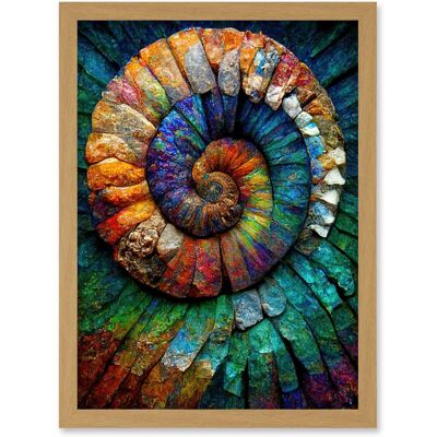 Artery8 - Ammonite Fossil Artwork - Framed - A4 Artery8 - Ammonite Fossil Artwork - Framed - A4
