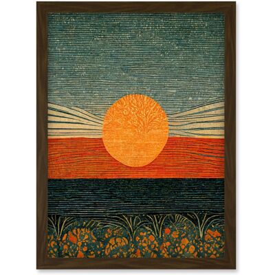 Artery8 - William Morris Style Sunrise Over Sea - A4 Artery8 - William Morris Style Sunrise Over Sea - A4