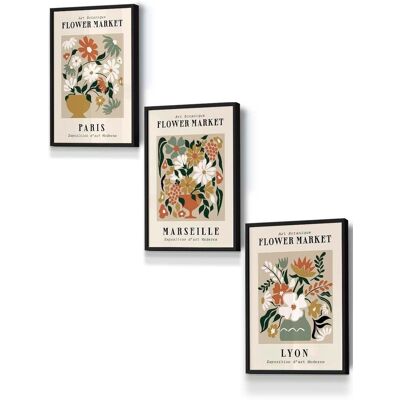 ARTZE Flower Market Paris Exhibition in Neutral Colours Framed Wall Art - Small in Black Size: W33 cm x H45 cm x D20mm Black W33 cm x H45 cm x D20mm ARTZE Flower Market Paris Exhibition in Neutral Colours Framed Wall Art - Small in Black Size: W33 cm x H45 cm x D20mm Black W33 cm x H45 cm x D20mm