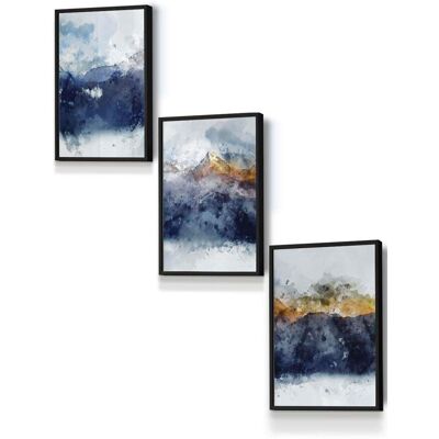 ARTZE - Abstract Navy Blue and Yellow Mountains ARTZE - Abstract Navy Blue and Yellow Mountains