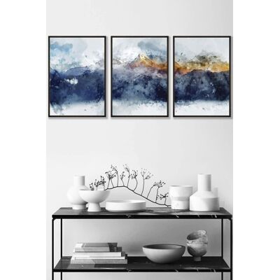 ARTZE Abstract Navy Blue & Yellow Mountains Framed Wall Art - Medium in Black Size: W45 cm x H62 cm x D20mm Black W45 cm x H62 cm x D20mm ARTZE Abstract Navy Blue & Yellow Mountains Framed Wall Art - Medium in Black Size: W45 cm x H62 cm x D20mm Black W45 cm x H62 cm x D20mm
