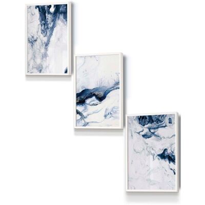 ARTZE Navy Blue Abstract Ocean Waves Framed Wall Art - Small in White Size: W33 cm x H45 cm x D20mm White W33 cm x H45 cm x D20mm ARTZE Navy Blue Abstract Ocean Waves Framed Wall Art - Small in White Size: W33 cm x H45 cm x D20mm White W33 cm x H45 cm x D20mm
