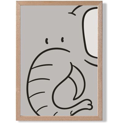 ARTZE Cute Cartoon Style Elephant Framed Print SIZE: A2 with Oak Frame in Grey Size: A4 Grey A4 ARTZE Cute Cartoon Style Elephant Framed Print SIZE: A2 with Oak Frame in Grey Size: A4 Grey A4