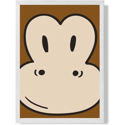 ARTZE Cute Cartoon Style Monkey Face Framed Print SIZE: A4 with White Frame in Brown Size: A2 Brown A2 ARTZE Cute Cartoon Style Monkey Face Framed Print SIZE: A4 with White Frame in Brown Size: A2 Brown A2