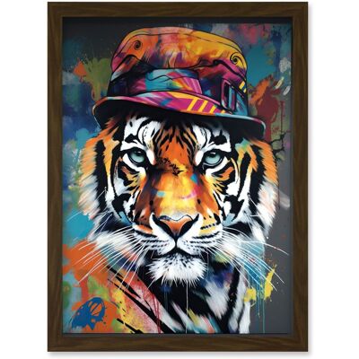 Artery8 - Tiger Wearing a Bucket Hat - Multicoloured - A4 - Wall Art Print Artery8 - Tiger Wearing a Bucket Hat - Multicoloured - A4 - Wall Art Print