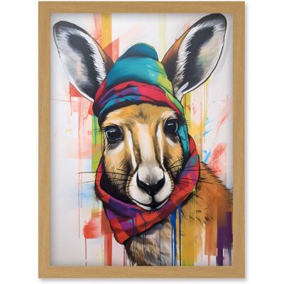 Artery8 - Kangaroo Hat & Scarf Art - A4 - Wall Art Print Artery8 - Kangaroo Hat & Scarf Art - A4 - Wall Art Print