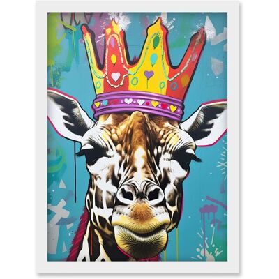 Artery8 - Giraffe Queen Crown Pop Art - White - A4 - Wall Art Print Artery8 - Giraffe Queen Crown Pop Art - White - A4 - Wall Art Print