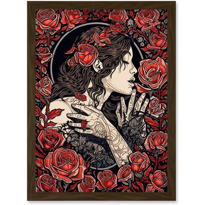 Artery8 - Kiss from a Rose - Red/Black - A4 - Framed Wall Art Artery8 - Kiss from a Rose - Red/Black - A4 - Framed Wall Art
