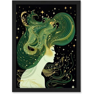 Artery8 Aurora Borealis Illustration - Black Frame - A4 Artery8 Aurora Borealis Illustration - Black Frame - A4