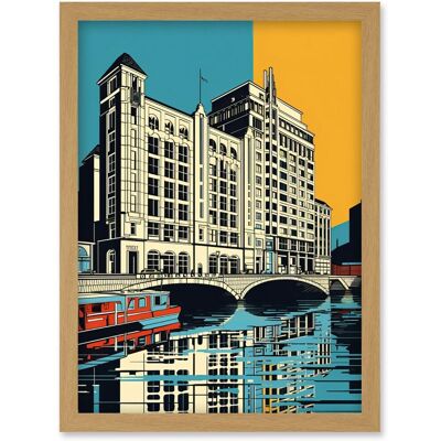 Artery8 - Leeds City Waterfront - Modern Linocut - Wall Art Artery8 - Leeds City Waterfront - Modern Linocut - Wall Art