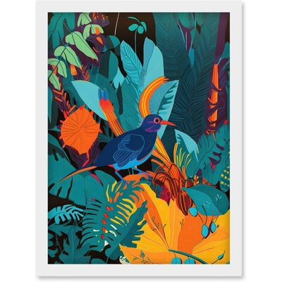 Artery8 - Bird in Tropical Forest - A4 - White - Wall Art Artery8 - Bird in Tropical Forest - A4 - White - Wall Art