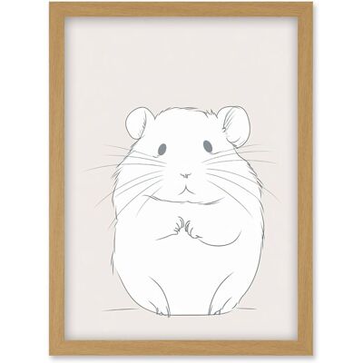 Artery8 - Hamster Portrait - Light Oak Frame - Art Print Artery8 - Hamster Portrait - Light Oak Frame - Art Print