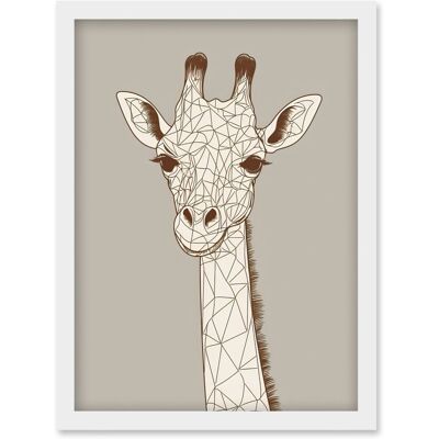 Artery8 - Giraffe Head Line Drawing - A4 - Framed - Wall Art Artery8 - Giraffe Head Line Drawing - A4 - Framed - Wall Art