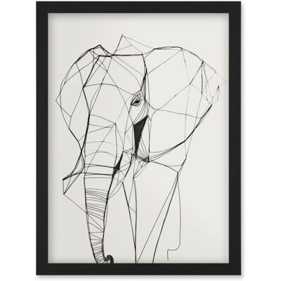 Artery8 - Elephant Polygon Line Drawing - Black - A4 - Wall Art Artery8 - Elephant Polygon Line Drawing - Black - A4 - Wall Art