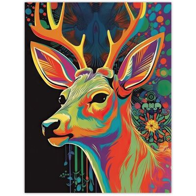 Artery8 Wall Art Print Psychedelic Buck Multicoloured Deer Abstract Painting Vibrant Bold Bright Colourful Painting Poster Size: W24" x H32" Multicolor W24" x H32" Artery8 Wall Art Print Psychedelic Buck Multicoloured Deer Abstract Painting Vibrant Bold Bright Colourful Painting Poster Size: W24" x H32" Multicolor W24" x H32"