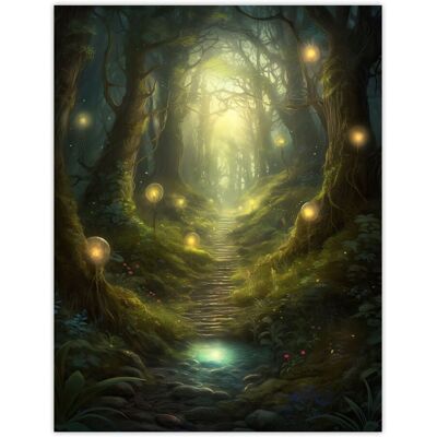 Artery8 Wall Art Print Enchanted Forest Path Oil Painting Fantasy Landscape Fairy Land Lanterns Moss Covered Trees Colourful Magical Nature Mystical Green W24" x H32" Artery8 Wall Art Print Enchanted Forest Path Oil Painting Fantasy Landscape Fairy Land Lanterns Moss Covered Trees Colourful Magical Nature Mystical Green W24" x H32"