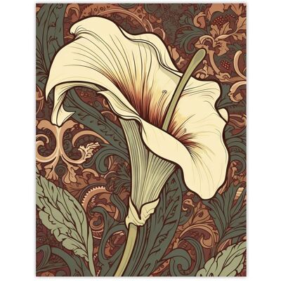 Artery8 Wall Art Print Single White Cala Lily Flower Art Nouveau Painting Pastel Colour Teal Green Red William Morris Style Patterns Colourful Bright Red W24" x H32" Artery8 Wall Art Print Single White Cala Lily Flower Art Nouveau Painting Pastel Colour Teal Green Red William Morris Style Patterns Colourful Bright Red W24" x H32"