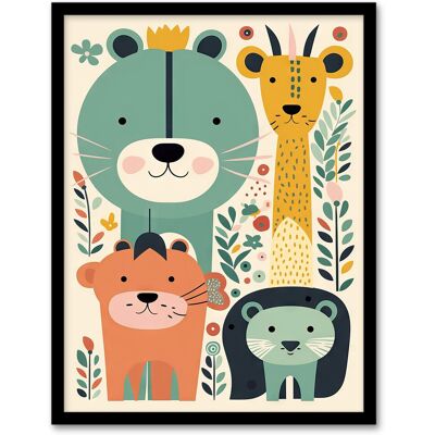 Artery8 Wall Art Print Cute Zoo Animals Pastel Colour Graphic Artwork Jungle Forest Friends Kids Bedroom Painting Art Framed Size: W12" x H16" Multicolor W12" x H16" Artery8 Wall Art Print Cute Zoo Animals Pastel Colour Graphic Artwork Jungle Forest Friends Kids Bedroom Painting Art Framed Size: W12" x H16" Multicolor W12" x H16"