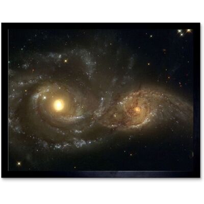 Artery8 Hubble Space Telescope Image Interacting Spiral Galaxies NGC 2207 & IC 2163 In Near Collision Cosmic Dance Art Print Framed Poster Wall Decor Black A4 Artery8 Hubble Space Telescope Image Interacting Spiral Galaxies NGC 2207 & IC 2163 In Near Collision Cosmic Dance Art Print Framed Poster Wall Decor Black A4