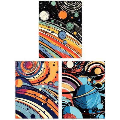 Artery8 Set of 3 Space Cosmos Planets Abstract Comic Book Style Kids Bedroom Bright Orange & Blues Unframed Wall Art Living Room Poster Prints Pack Multicolor W12" x H16" Artery8 Set of 3 Space Cosmos Planets Abstract Comic Book Style Kids Bedroom Bright Orange & Blues Unframed Wall Art Living Room Poster Prints Pack Multicolor W12" x H16"