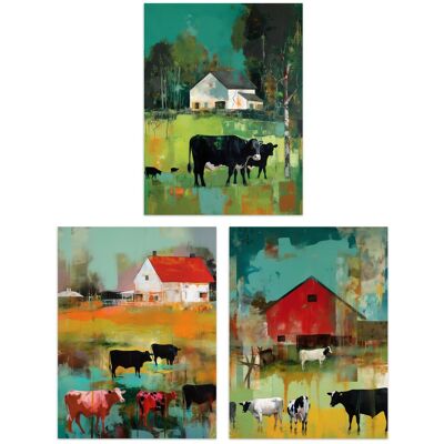 Artery8 Wall Art Print Set of 3 The Farm Grazing Cattle Cows Green Brown Farmer Landscape Painting Living Room Poster s Pack Size: W12" x H16" Multicolor W12" x H16" Artery8 Wall Art Print Set of 3 The Farm Grazing Cattle Cows Green Brown Farmer Landscape Painting Living Room Poster s Pack Size: W12" x H16" Multicolor W12" x H16"