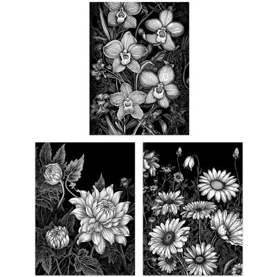 Artery8 - DahliaDaisyOrchid - Black & White - Wall Art Artery8 - DahliaDaisyOrchid - Black & White - Wall Art
